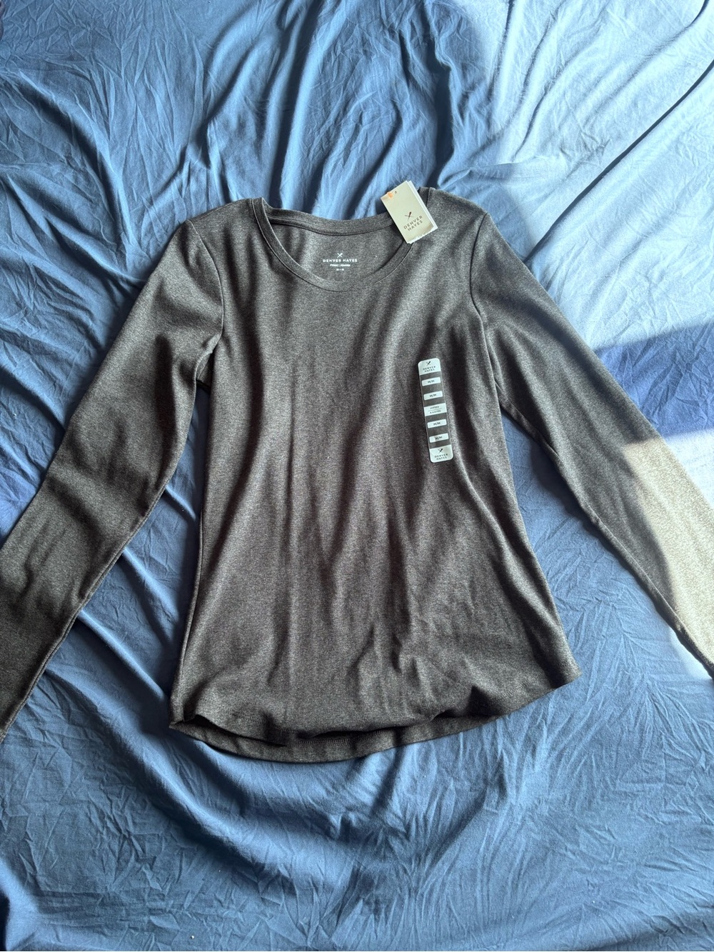 Denver Hayes Long-Sleeve Crewneck Top - Charcoal